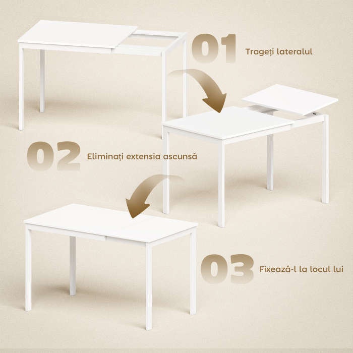  Masa de Sufragerie Extensibila 80-120 cm pentru 4-6 Persoane, Masa Economisitoare de Spatiu cu Extensie Glisanta, Natural [5]