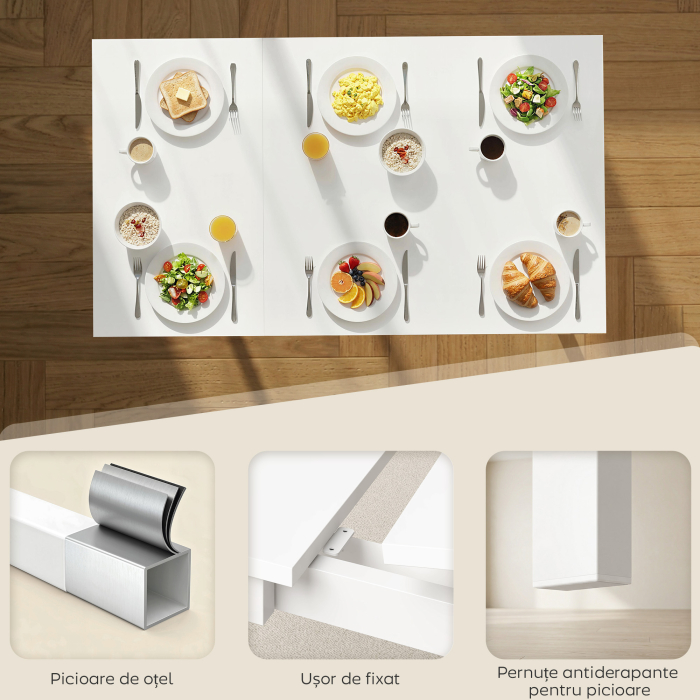  Masa de Sufragerie Extensibila 80-120 cm pentru 4-6 Persoane, Masa Economisitoare de Spatiu cu Extensie Glisanta, Natural [7]
