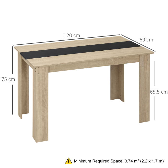 Masa de sufragerie moderna din lemn pentru 4-6 persoane, 120x69x75cm, culoare negru si lemn [3]