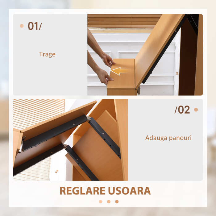  Masa de sufragerie pliabila moderna, bufet extensibil pentru spatii mici, locuri pana la 3 persoane, natural [6]