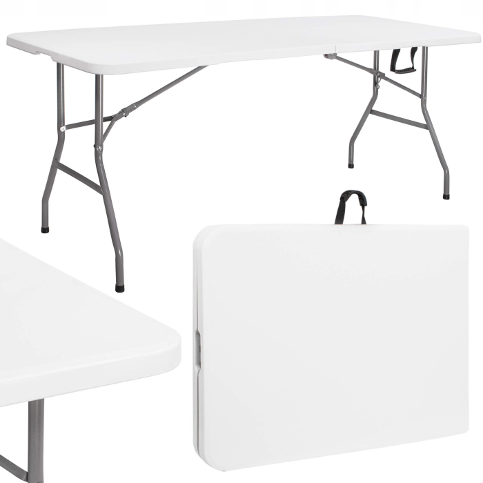 Masa dreptunghiulara pliabila multifunctionala, 180x72x75cm, alba [2]