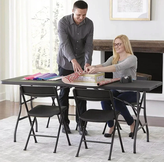 Masa dreptunghiulara pliabila multifunctionala, pentru evenimente, 180x74x74cm, neagra [4]