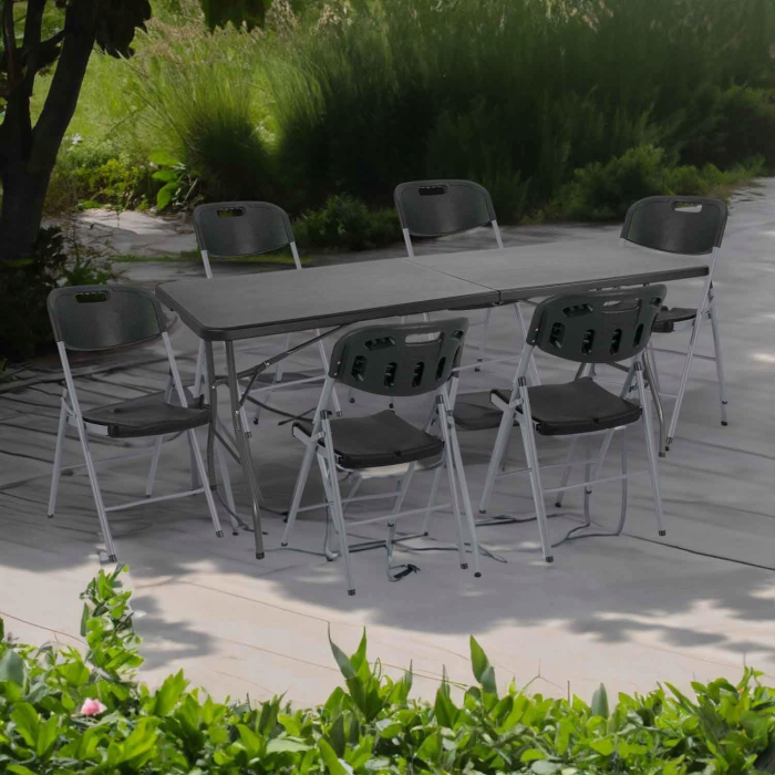 Masa dreptunghiulara pliabila multifunctionala, pentru evenimente, 180x74x74cm, neagra [5]