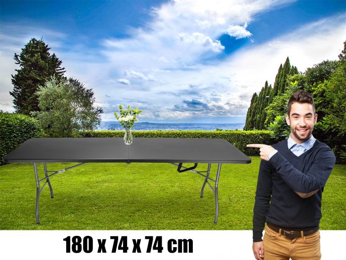 Masa dreptunghiulara pliabila multifunctionala, pentru evenimente, 180x74x74cm, neagra [7]
