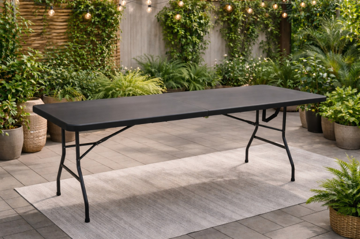 Masa dreptunghiulara pliabila multifunctionala, pentru evenimente, 180x74x74cm, neagra [2]