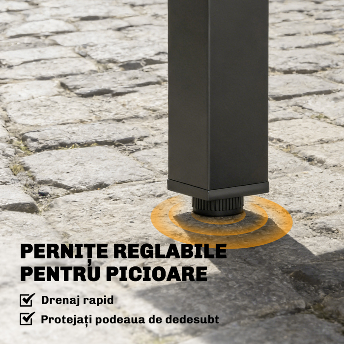  Masa Extensibila cu sipci pentru Gradina, 4-6 Persoane, din Aluminiu si Otel, 80/160x80 cm, Negru [7]