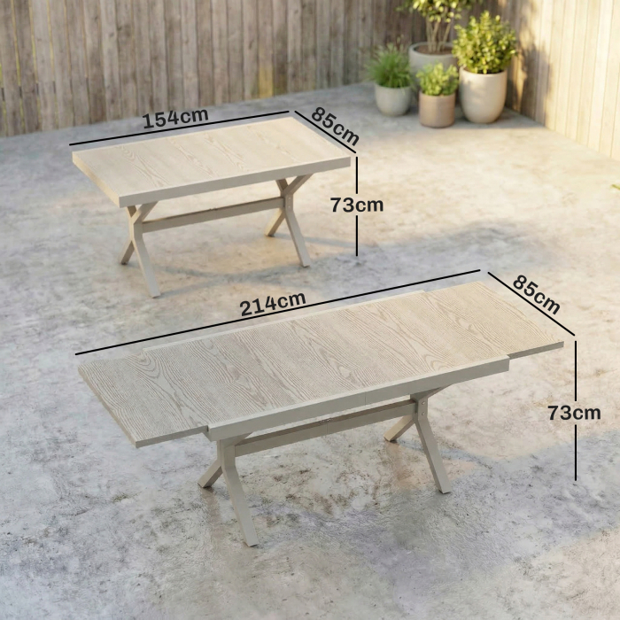  Masa Extensibila de Gradina pentru 8-10 Persoane, din Aluminiu si Otel, 154/214x85x73 cm, Gri [3]