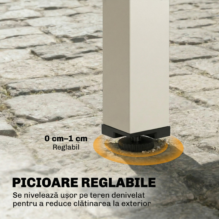  Masa Extensibila din Aluminiu pentru Exterior, Blat din Sticla Temperata, Crem. [8]