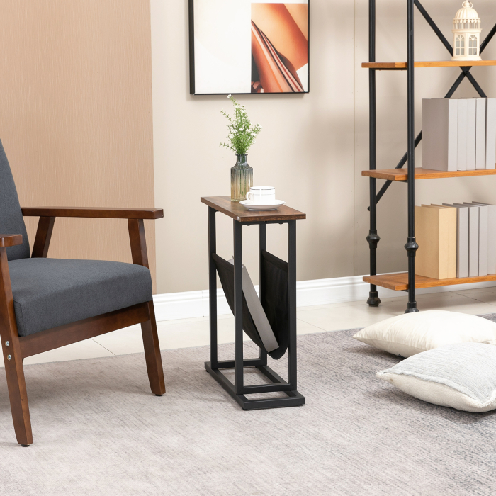  Masa laterala cu geanta de depozitare, masa de pat cu cadru din otel pentru spatii mici [7]