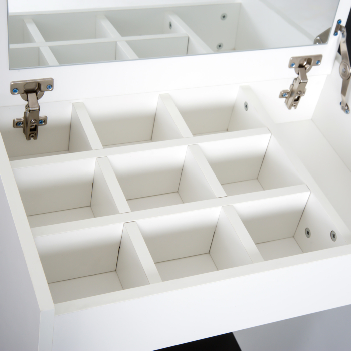  Masa Machiaj Alba - Cu Scaun, Oglinda Pliabila & Depozitare [7]