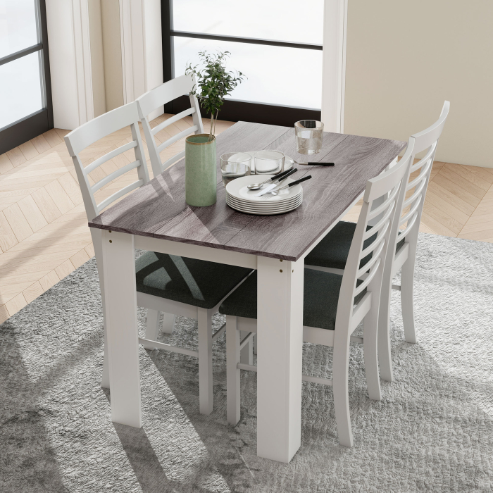  Masa Moderna de Dining pentru 4-6 Persoane 120x69x75 cm Gri si Alb [8]