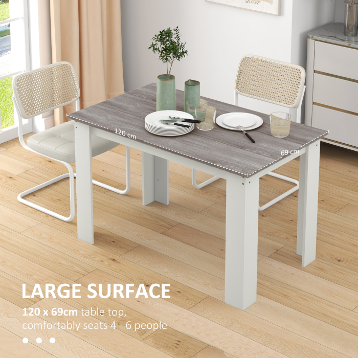 Masa Moderna de Dining pentru 4-6 Persoane 120x69x75 cm Gri si Alb [5]
