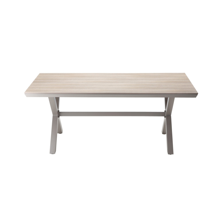Masa pentru gradina, cadru aluminiu, blat polywood cu aspect de lemn, 180x100x75 cm, bej [4]
