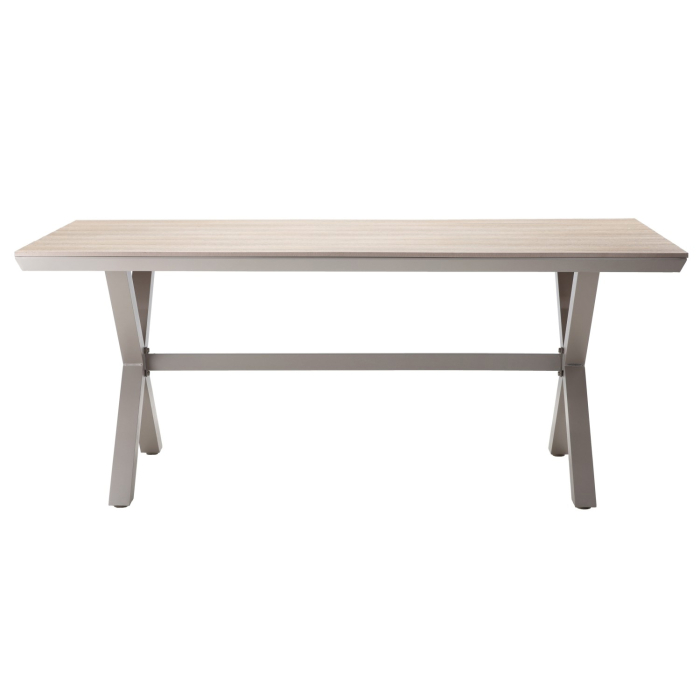 Masa pentru gradina, cadru aluminiu, blat polywood cu aspect de lemn, 180x100x75 cm, bej [3]