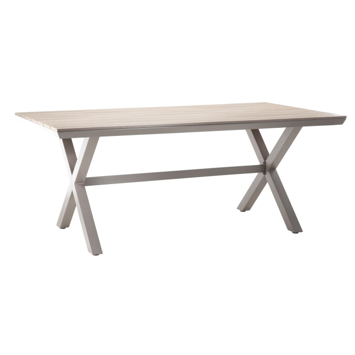 Masa pentru gradina, cadru aluminiu, blat polywood cu aspect de lemn, 180x100x75 cm, bej [5]