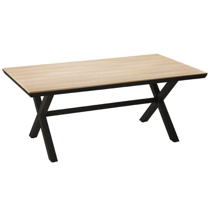 Masa pentru gradina, cadru aluminiu, blat polywood cu aspect de lemn, 180x100x75 cm, maro [2]