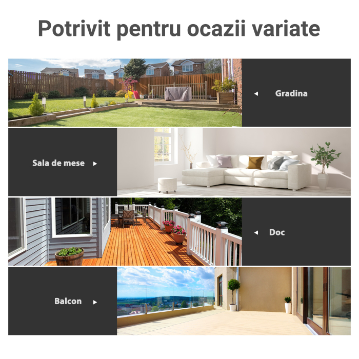  Masa pentru gradina cu suprafata din sticla tratata termic, Neagra, 68.5x68.5x84cm [5]