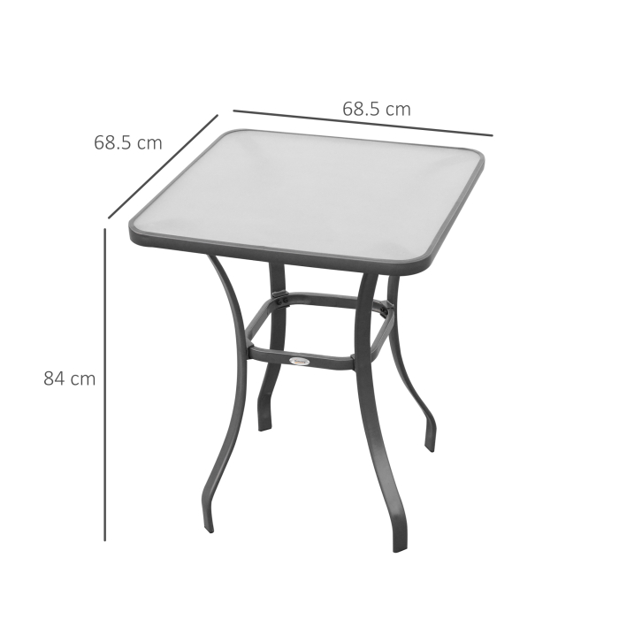  Masa pentru gradina cu suprafata din sticla tratata termic, Neagra, 68.5x68.5x84cm [3]
