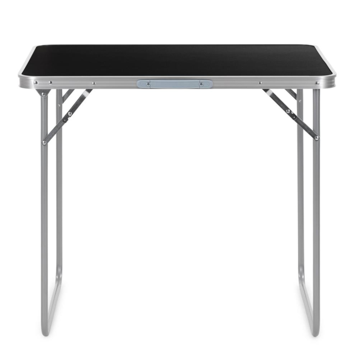Masa pliabila camping cu maner transport, blat MDF si cadru aluminiu, 80x60x70 cm, argintiu si negru [20]