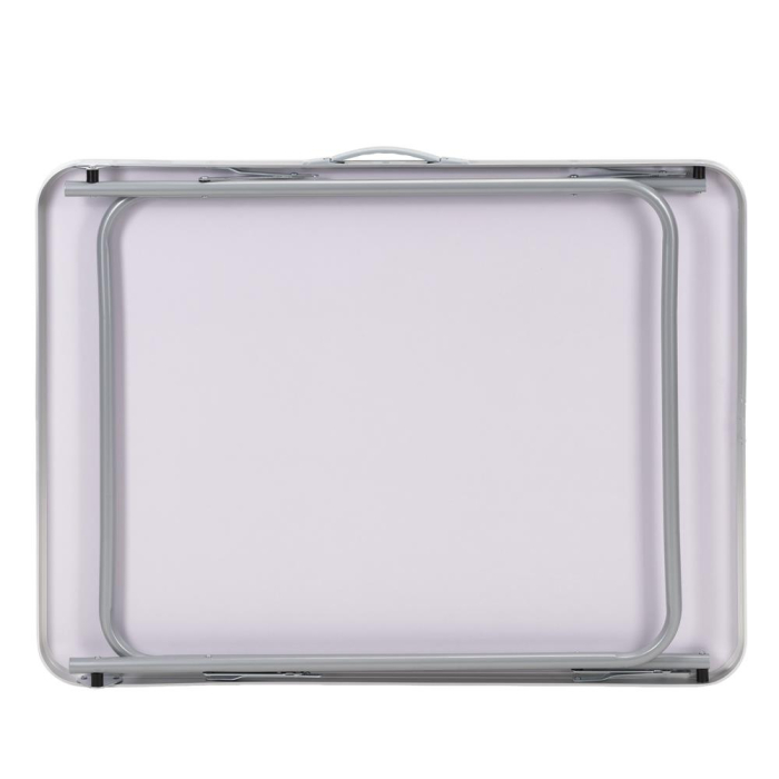 Masa pliabila camping cu maner transport, blat MDF si cadru aluminiu, 80x60x70 cm, argintiu si negru [16]