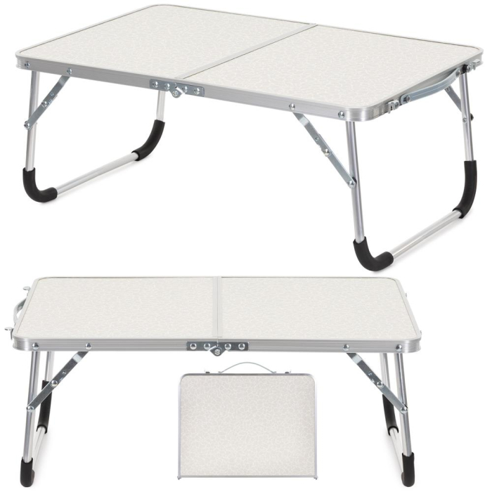 Masa pliabila camping sau picnic joasa cu maner transport, blat MDF si cadru aluminiu, 62x40x25 cm, gri [2]