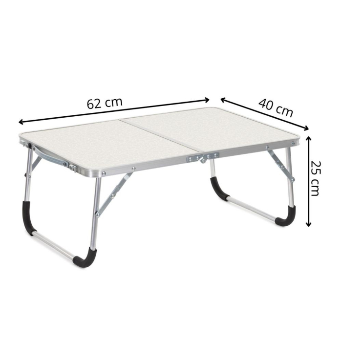 Masa pliabila camping sau picnic joasa cu maner transport, blat MDF si cadru aluminiu, 62x40x25 cm, gri [20]