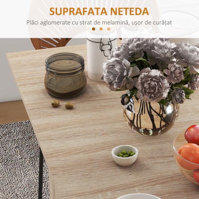  Masa Pliabila cu 2 Extensii pentru 6 Persoane, cu Rafturi si Roti Integrate, Lemn Natural [7]