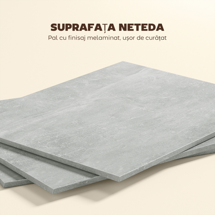  Masa Pliabila din Lemn pentru 4-6 Persoane cu Roti, 75x140x74cm, Gri [8]