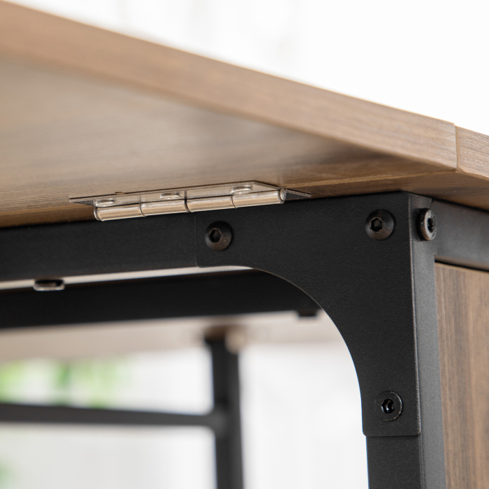  Masa Pliabila Industriala - Lemn & Metal cu 6 Roti si Raft [8]