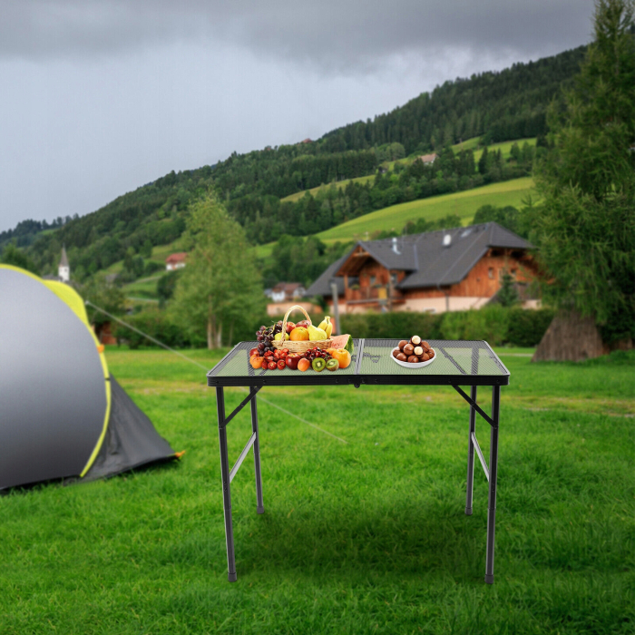 Masa pliabila metalica pentru gradina sau drumetie, 80x40x66cm, inaltime reglabila, neagra [3]