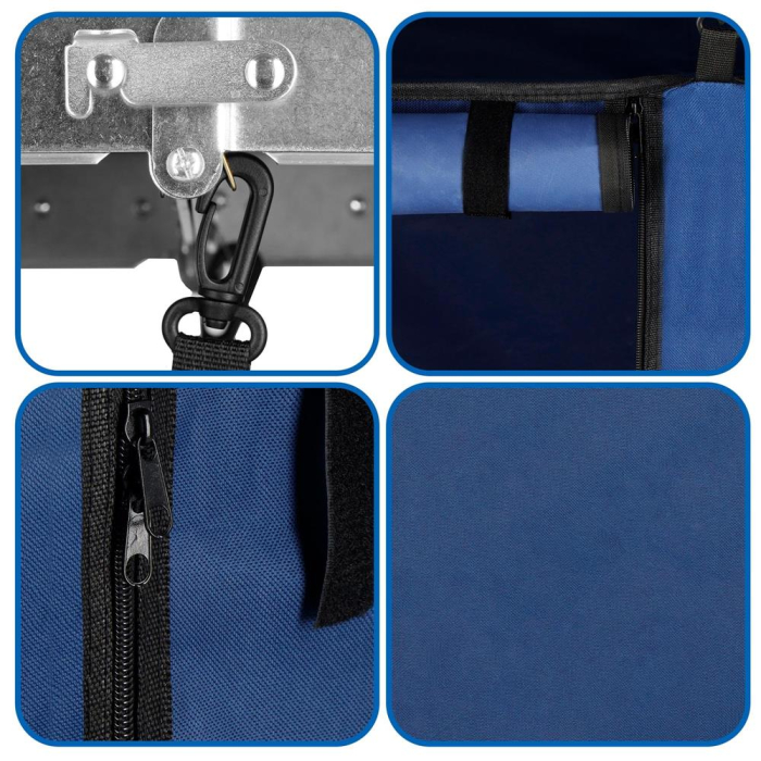 Masa pliabila pentru camping cu organizator suspendat, inaltime reglabila, aluminiu si MDF, 120x47x71 cm, negru si argintiu [11]