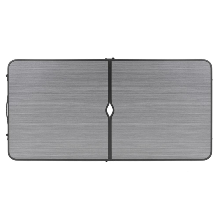 Masa pliabila pentru camping cu suport umbrela, reglabila pe inaltime, aluminiu si MDF, 120x60x71 cm, negru si gri [7]