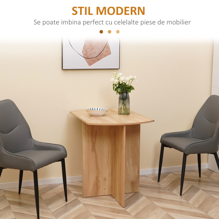  Masa pliabila pentru economisirea spatiului, masa de bucatarie si sufragerie din lemn 90x60x74cm, stejar [4]