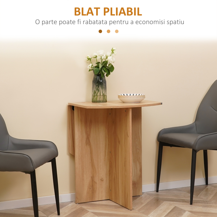  Masa pliabila pentru economisirea spatiului, masa de bucatarie si sufragerie din lemn 90x60x74cm, stejar [5]