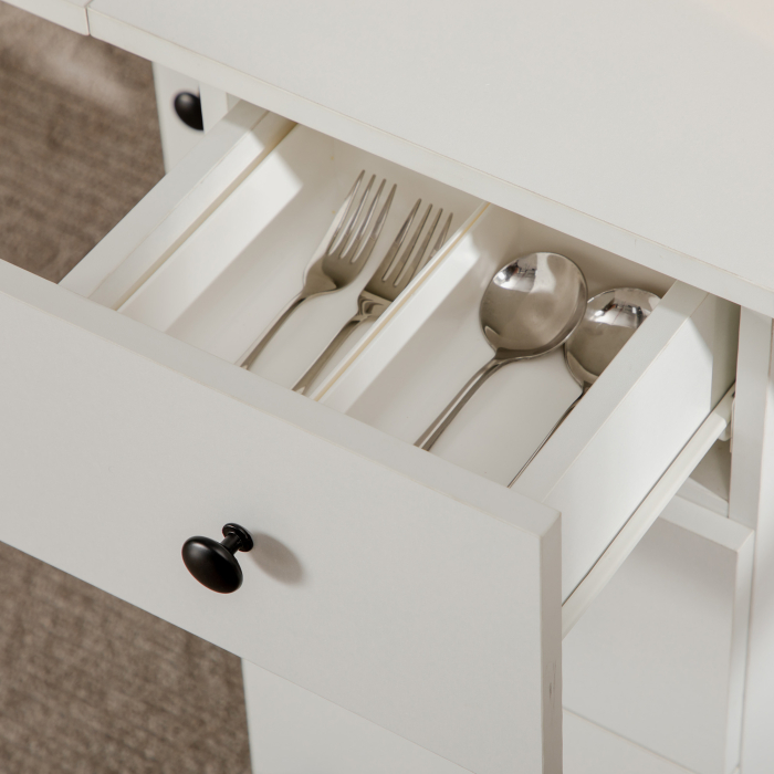  Masa pliabila pentru maximum 6 persoane, cu 2 sertare, dulap si raft, din PAL, 120x60x76.5 cm, alb [8]