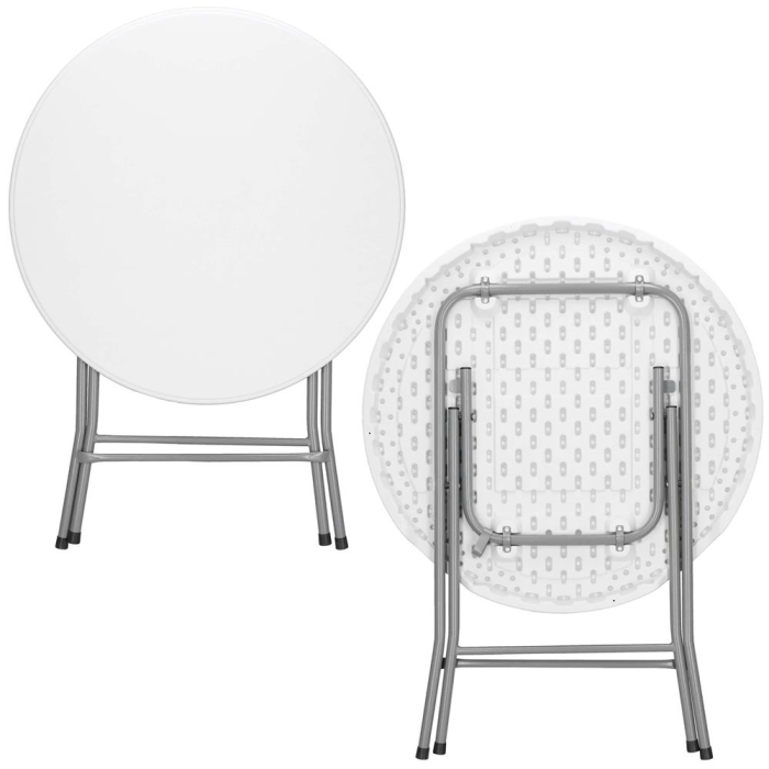 Masa pliabila rotunda pentru gradina sau catering 75x80 cm, HDPE si metal, alb [4]