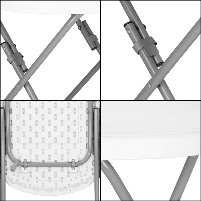 Masa pliabila rotunda pentru gradina sau catering 75x80 cm, HDPE si metal, alb [17]