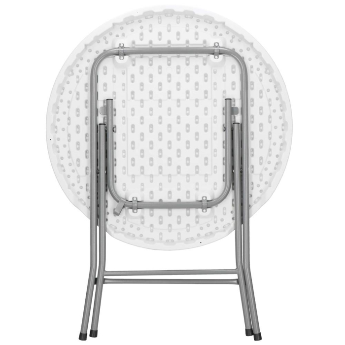 Masa pliabila rotunda pentru gradina sau catering 75x80 cm, HDPE si metal, alb [16]