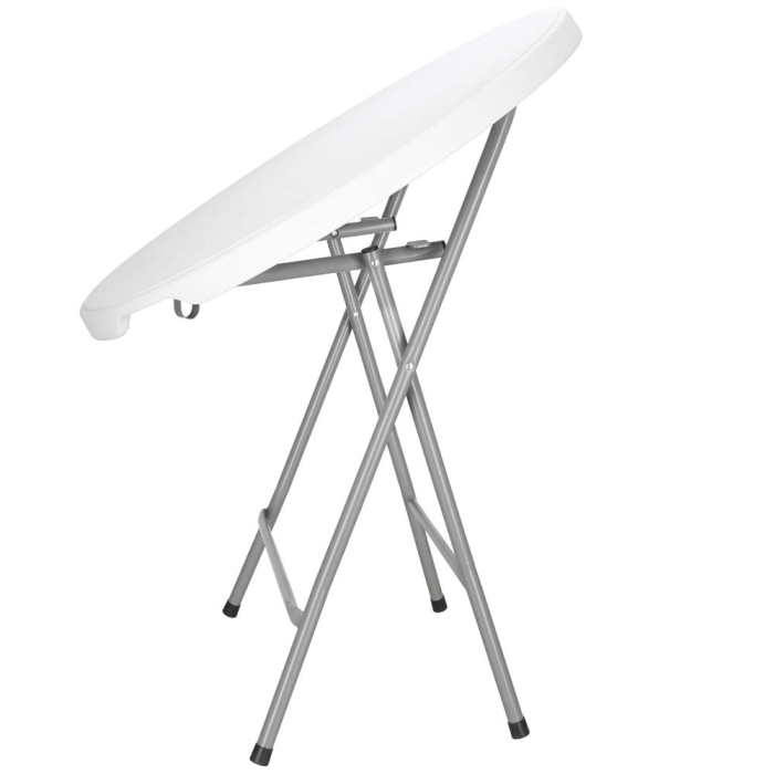 Masa pliabila rotunda pentru gradina sau catering 75x80 cm, HDPE si metal, alb [10]