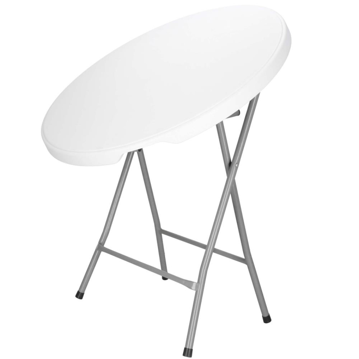 Masa pliabila rotunda pentru gradina sau catering 75x80 cm, HDPE si metal, alb [9]