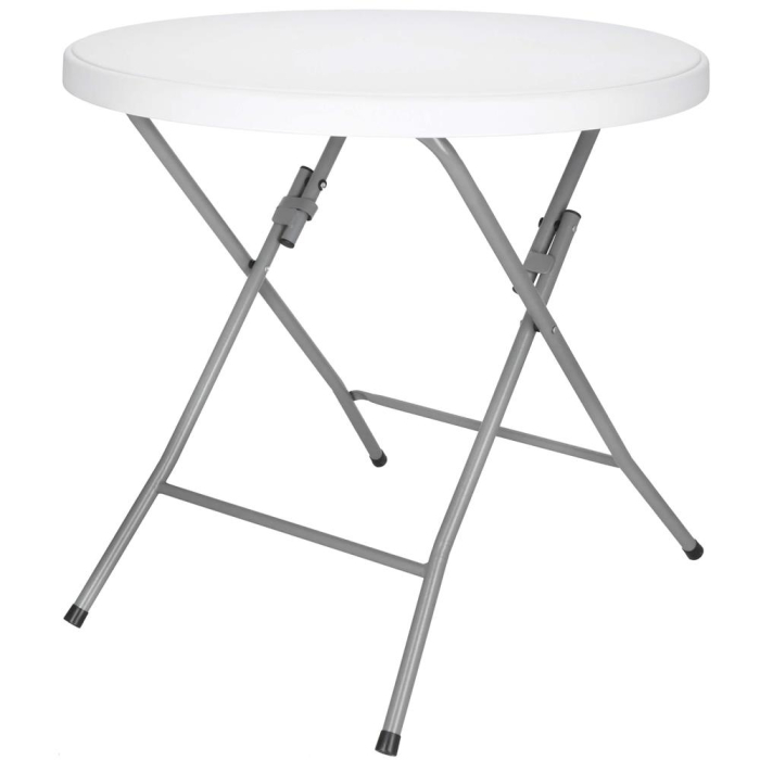 Masa pliabila rotunda pentru gradina sau catering 75x80 cm, HDPE si metal, alb [20]