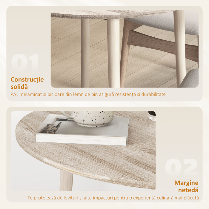  Masa Plianta Rotunda, Design economisire spatiu, natur Bucatarie Mica, Natur [6]