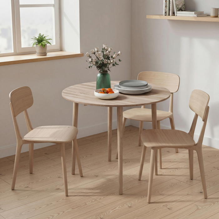  Masa Plianta Rotunda, Design economisire spatiu, natur Bucatarie Mica, Natur [7]