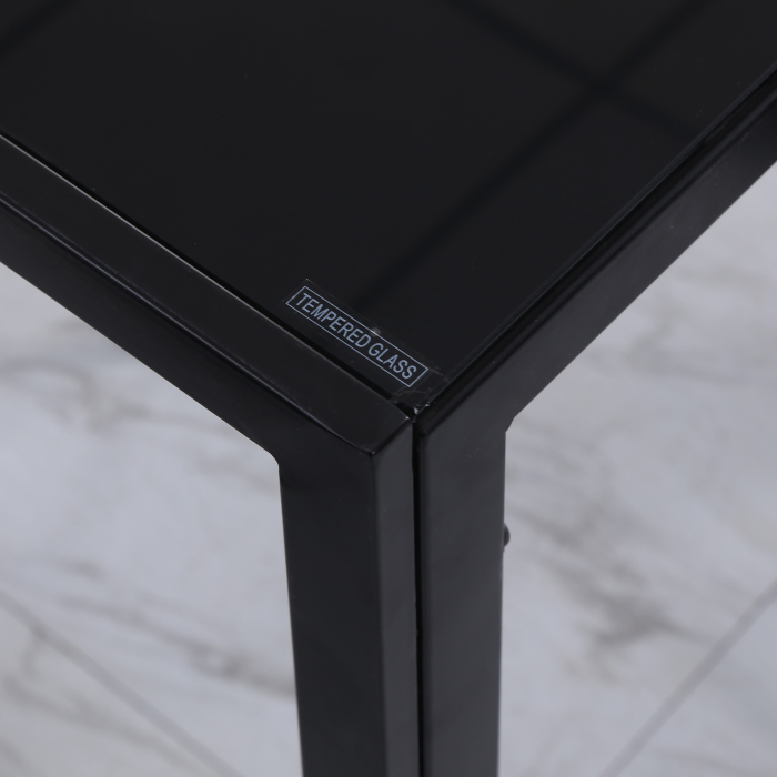  Masa Rectangulara pentru 4 Persoane din Metal si Sticla Calita, 120x60x75 cm, Negru [8]