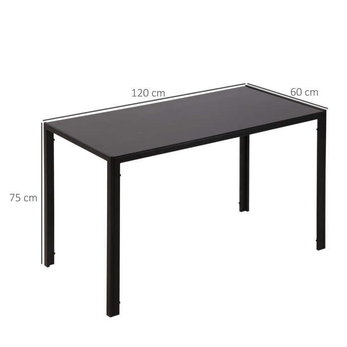  Masa Rectangulara pentru 4 Persoane din Metal si Sticla Calita, 120x60x75 cm, Negru [3]