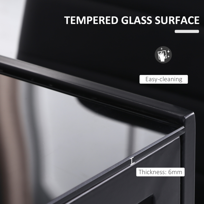  Masa Rectangulara pentru 4 Persoane din Metal si Sticla Calita, 120x60x75 cm, Negru [4]