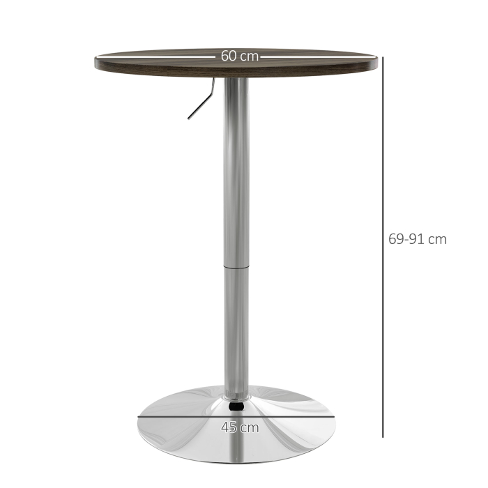  Masa reglabila pentru bar cu blat pivotant 360°, Nuc [3]