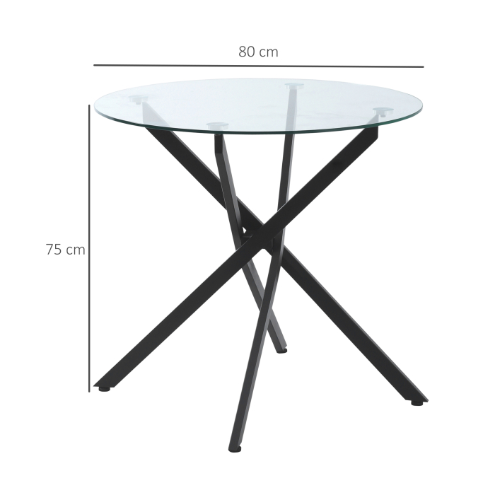 Masa Rotunda 80×80×75 cm - Sticla Eleganta & Picioare Metal [3]