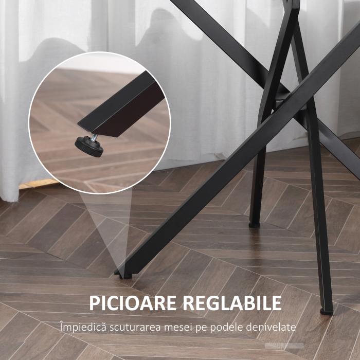  Masa Rotunda 80×80×75 cm - Sticla Eleganta & Picioare Metal [6]