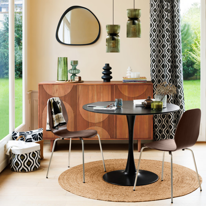 Masa rotunda Atmosphera Elias, 102x76 cm, MDF si metal, negru [2]